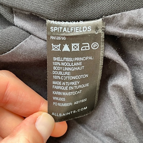 ALLSAINTS Wool Waistcoat Asymetrical Sleeveless Vest Top US2/UK6 - Picture 4 of 4